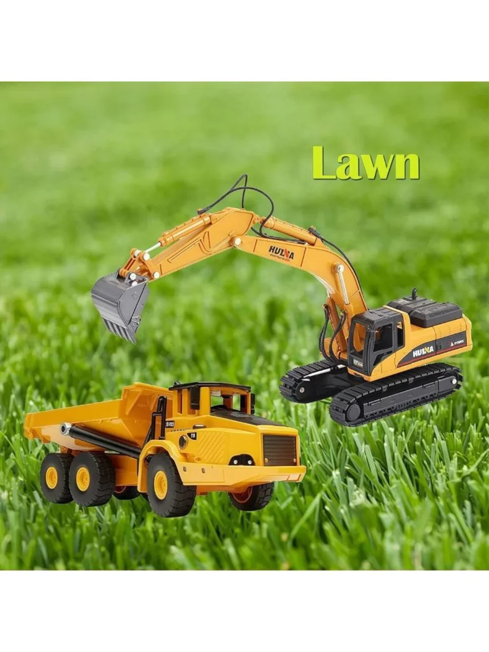 Heavy Duty Construction Dump Truck & Excavator Toy Set, 1:50 Scale Diecast for